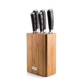   Set cuțite G21 Gourmet Stone 5 buc + suport pentru cuțite din bambus
