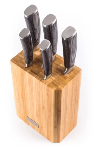 Set cuțite G21 Gourmet Stone 5 buc + suport pentru cuțite din bambus