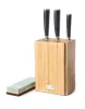 Set de cuțite G21 Gourmet Premium 3 bucăți în suport de cuțite din bambus + piatră de ascuțit
