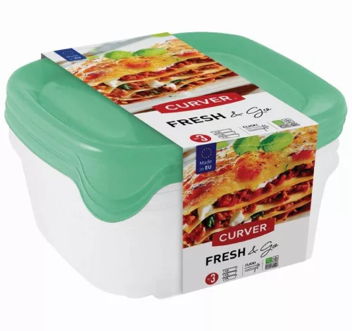 Curver 3 db-os négyszögletes dobozkészlet 3 x 0,8l