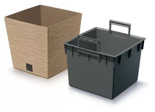 Prosperplast FURU SQUARE LOW ECO WOOD kaspó 24 cm naturo