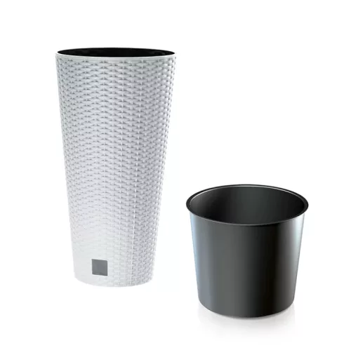 Prosperplast Rato Tubus virágcserép fehér 40 cm-es betéttel