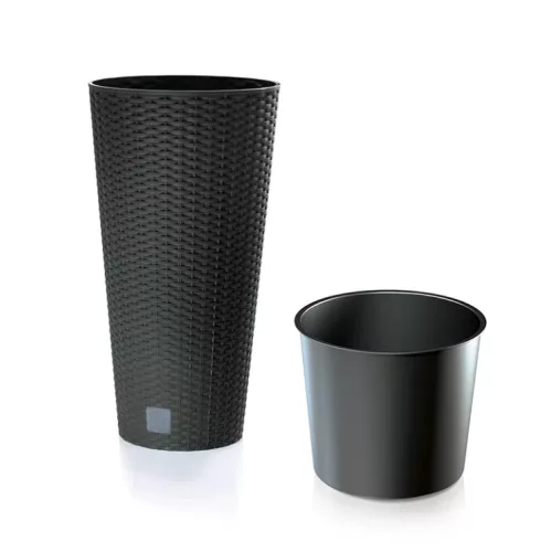 Prosperplast Rato Tubus virágcserép antracit 25 cm-es betéttel