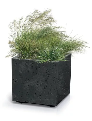 Prosperplast SIERRA SQUARE virágcserép ,beton effekt 38,5 cm antracit