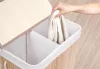 G21 szennyeskosár 105 l elválasztóval, bambusz fehér kosárral