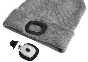 Sixtol sapka LED-es fejlámpával, újratölthető világosszürke