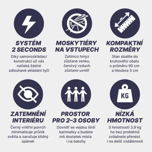 Acra Outdoor ST30 összecsukható sátor 2-3 személyre - zöld sötétítővel