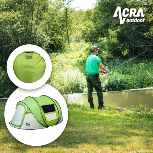 Acra Outdoor ST30 összecsukható sátor 2-3 személyre - zöld sötétítővel