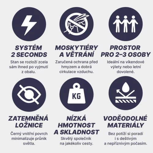 Acra Outdoor ST31 összecsukható sátor 2-3 fő részére - ezüst színű, elsötétítéssel