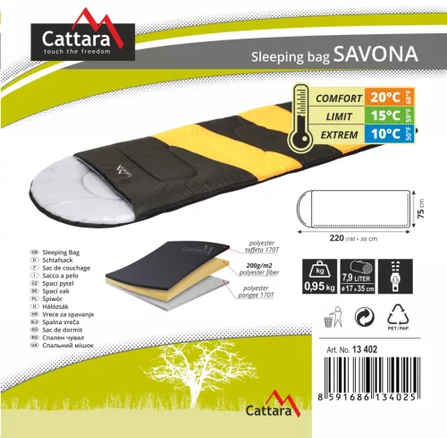Cattara SAVONA Schlafsack im Deckenformat, 220 × 75 cm.