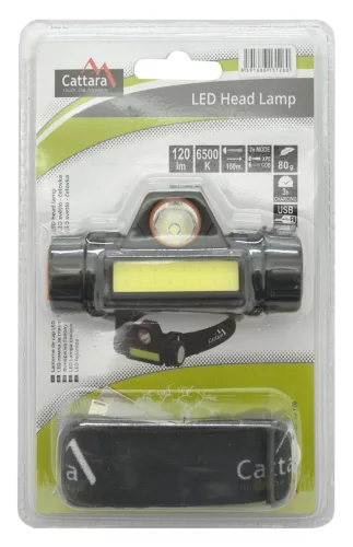 LED-es fejlámpa Cattara 120lm újratölthető