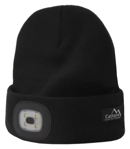 Cattara BLACK LED-es fejlámpa sapka USB-töltéssel