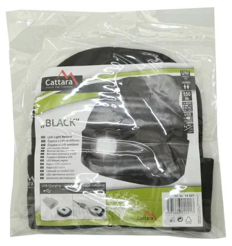 Cattara BLACK LED-es fejlámpa sapka USB-töltéssel