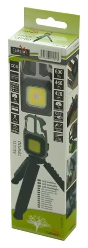 LED-es zseblámpa Cattara COB 600lm MULTI TRIPOD állvánnyal