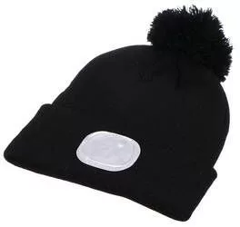 Sixtol sapka LED-es fejpánttal, újratölthető, fekete, pompommal