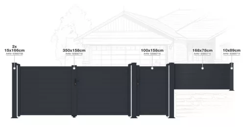 G21 Orlando 350x158 cm-es kétszárnyú kapu, antracit színben
