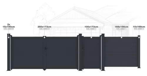 G21 Orlando 350x173 cm-es kétszárnyú kapu, antracit színben