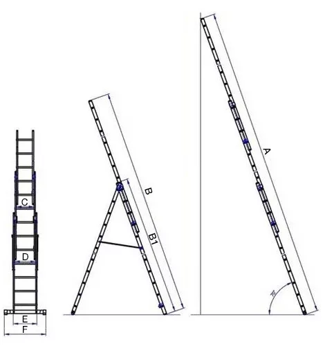 G21 háromrészes létra 7,6m 3x11 létrafok
