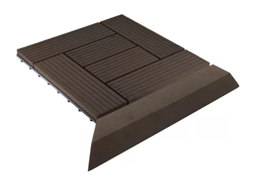 G21 Indiai teak átvezető profil a WPC burkolócsempékhez, 38,5 x 7,5 cm sarok (bal)