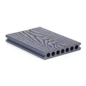   G21 Terrassenplatte 2,5 x 14,8 x 300 cm, Silberholz mit runden Löchern, WPC