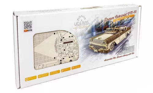 Ugears játék - 3D fa mechanikus kirakós VM-05 Autó (50's convertible)