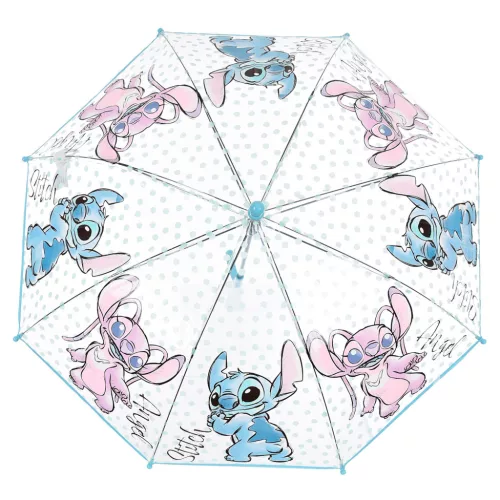 Disney Lilo & Stitch, Sternenhund Engel, transparenter Kinderregenschirm, Ø 72 cm