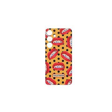   Samsung Galaxy S24+ Toiletpaper gyári tok, sárga/száj minta