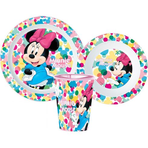 Disney Minnie Feel Good étkészlet, micro műanyag szett, pohárral 260 ml