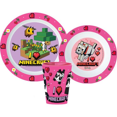 Minecraft Girls étkészlet, micro műanyag szett, pohárral 260 ml