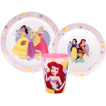   Disney Hercegnők True étkészlet, micro műanyag szett, pohárral 260 ml