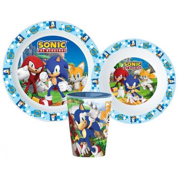   Sonic a sündisznó étkészlet, micro műanyag szett, pohárral 260 ml