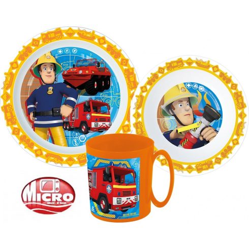 Sam a tűzoltó Rescue Mission étkészlet, micro műanyag szett bögrével 350 ml