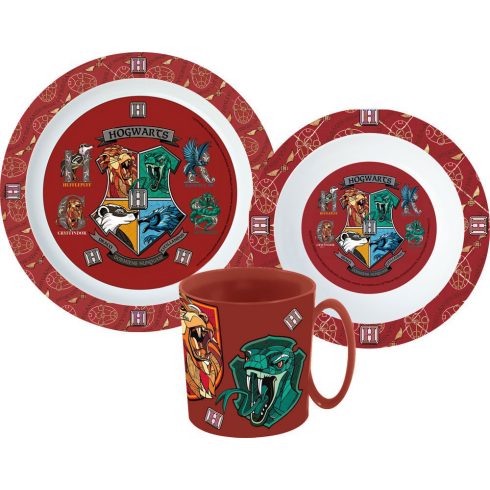 Harry Potter School Shields étkészlet, micro műanyag szett bögrével 350 ml