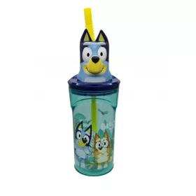   Bluey Splash 3D-Trinkbecher aus Kunststoff mit Strohhalm, 360 ml
