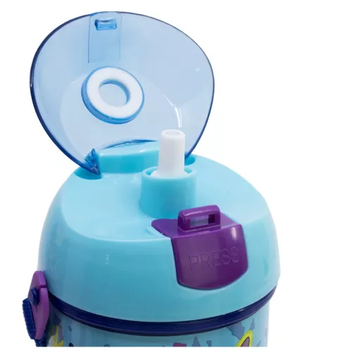 Disney Lilo a Stitch, Hviezdny psí tanec, plastová fľaša so slamkou a vešiakom 450 ml
