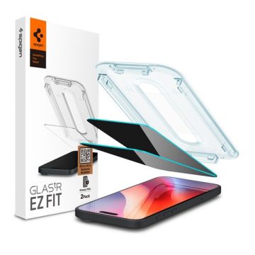   Spigen Glas.tR EZ Fit Apple iPhone 16 Pro Privacy tempered kijelzővédő fólia felhelyező kerettel (2db)