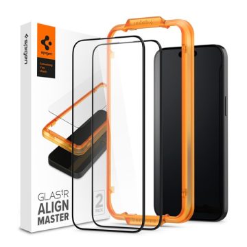   Spigen AlignMaster Glas.tR Apple iPhone 15 Plus / iPhone 16 Plus Tempered kijelzővédő fólia (2db)