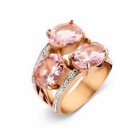   Victoria Rose gold színű fehér, rózsaszín köves gyűrű
