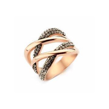Victoria Rose gold színű fekete köves gyűrű