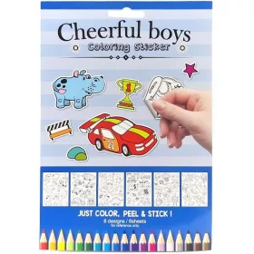 Autocolante de colorat pentru băieți 6 pagini