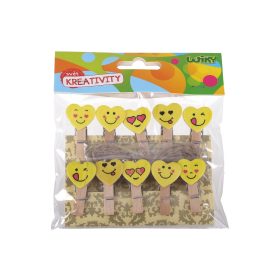 Dekoratív fa csipeszek lSmiley 10db