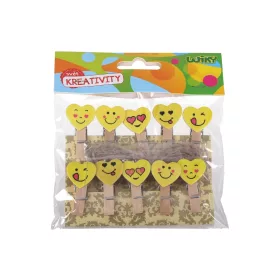 Dekoratív fa csipeszek lSmiley 10db