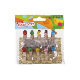 Dekoratív fa csipeszek Katica 10db