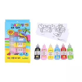 Vopsele pentru sticlă 5+1 buc/22 ml cu sclipici