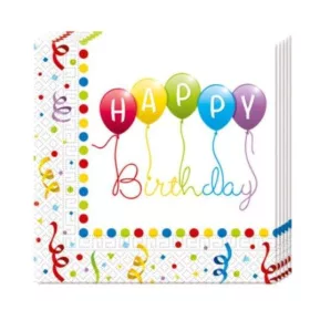 Szalvéta Happy Birthday 33x33cm 20ks