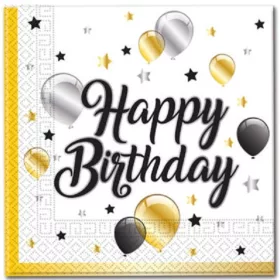 Szalvéta Happy Birthday 33x33cm 20ks