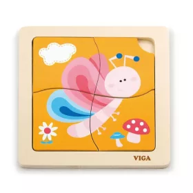 Puzzle din lemn Viga cu fluturi, 4 buc.