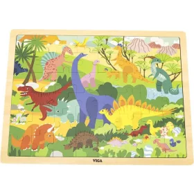 Puzzle din lemn Viga cu dinozauri, 48 de piese