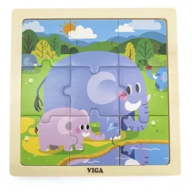 Puzzle din lemn Viga Elefant 9 buc