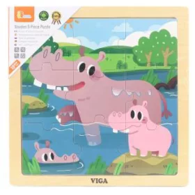 Puzzle din lemn Viga Rinocer 9 buc
